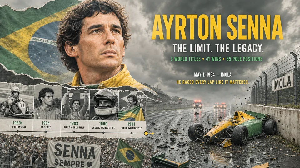 Visual story poster about Ayrton Senna