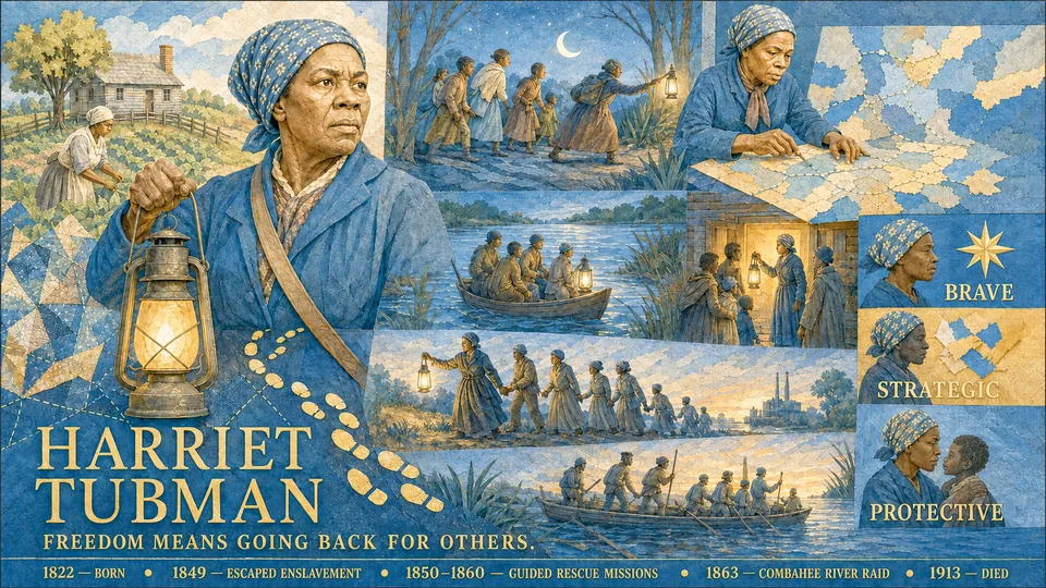 Visual story poster about Harriet Tubman