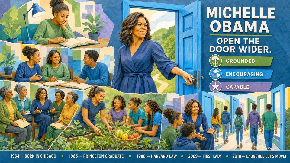 Visual story poster about Michelle Obama