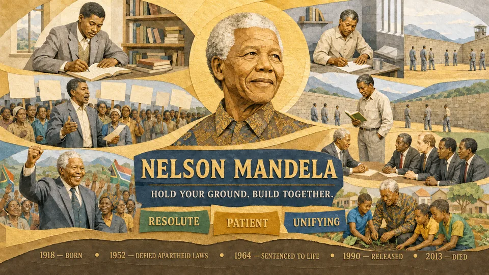 Visual story poster about Nelson Mandela