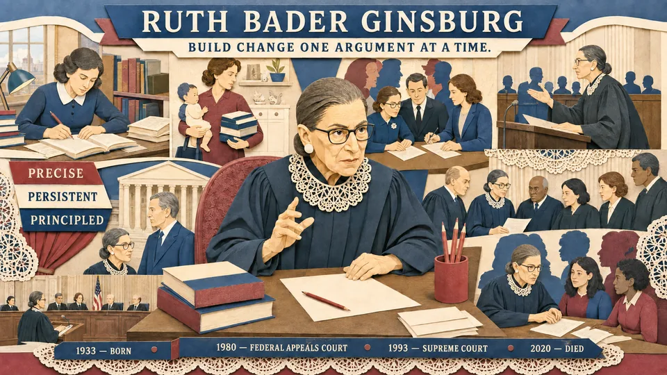 Visual story poster about Ruth Bader Ginsburg